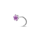 Nose piercing purple flower in silver