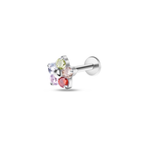 Piercing orecchio fiore arcobaleno in argento