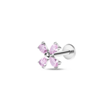 Piercing orecchio/naso foglioline rosa in argento