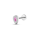 Piercing orecchio/naso/bocca goccia di luce rosa in argento