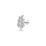 White flowering branch ear piercing in silver