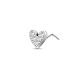 Piercing naso cuore in argento con cristalli bianchi