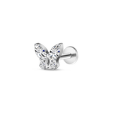Piercing orecchio mini farfalla bianca in argento