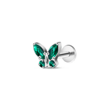 Piercing orecchio/naso mini farfalla verde in argento