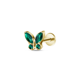 Piercing orecchio mini farfalla verde in oro