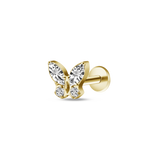 Piercing orecchio mini farfalla bianca in oro