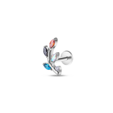 Multicolor silver stem ear piercing