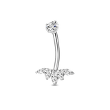 Silver crystal navel piercing