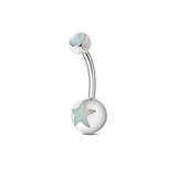 Turquoise star ball navel piercing in silver