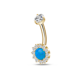 Piercing ombelico in oro con cristallo azzurro