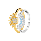 Set anelli sole e luna in argento e oro