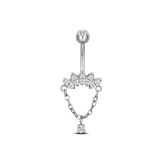 Piercing ombelico pietre taglio marquise e catena in argento