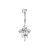 Navel piercing cluster of marquise zirconia in silver