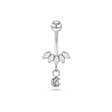 White petal navel piercing in gold