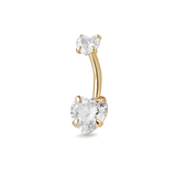 Piercing ombelico con doppio cuore bianco in oro