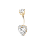 Piercing ombelico cuore in oro con cristalli bianchi