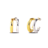 Double earrings in gold and silver