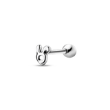 Piercing lingua coniglietto in argento con orecchie bianche
