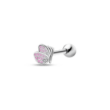 Piercing lingua farfalla in argento con ali fucsia