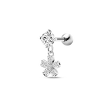 Piercing orecchio fiore pendente in argento