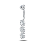 Piercing ombelico triplo cuore in argento