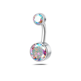 Piercing ombelico base piatta multicolor in argento