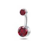 Piercing ombelico base piatta rosso in argento