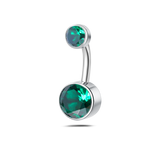 Piercing ombelico base piatta verde in argento