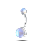 Piercing ombelico goccia d'oceano opaco azzurro in argento