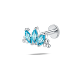 Piercing orecchio/naso/bocca loto di ghiaccio azzurro in argento