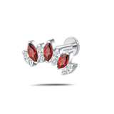 Piercing orecchio corona delux rossa e bianca in argento