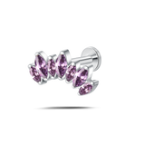 Piercing orecchio corona delux viola in argento