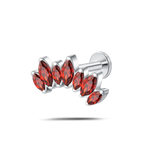 Piercing orecchio corona delux rossa in argento