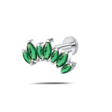 Piercing orecchio corona delux verde in argento