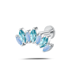Piercing orecchio corona delux sky blue in argento