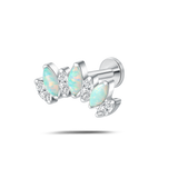 Piercing orecchio corona delux bianco opale in argento