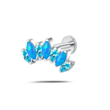 Piercing orecchio corona delux blu opale in argento