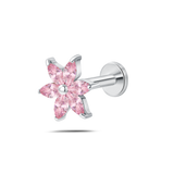 Piercing orecchio/naso/bocca fiore aurora rosa in argento