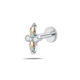 Piercing orecchio/naso/bocca smeraldo multicolor in argento