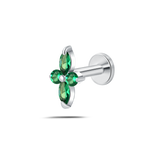 Piercing orecchio/naso/bocca smeraldo verde in argento