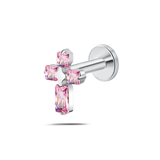 Piercing orecchio/naso/bocca croce gotica rosa in argento