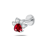 Piercing orecchio/naso/bocca zampa brillante rossa in argento