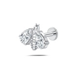 Piercing orecchio/naso ape brillante grande bianca in argento