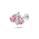 Piercing orecchio/naso ape brillante grande rosa in argento