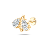 Piercing orecchio/naso ape brillante grande bianca in oro