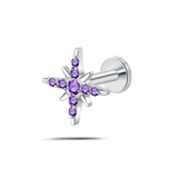 Piercing orecchio/naso/bocca fiocco di neve viola in argento