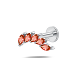 Piercing orecchio/naso foglia di cristallo rossa in argento