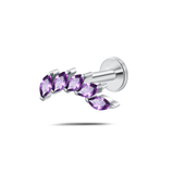 Piercing orecchio/naso foglia di cristallo viola in argento