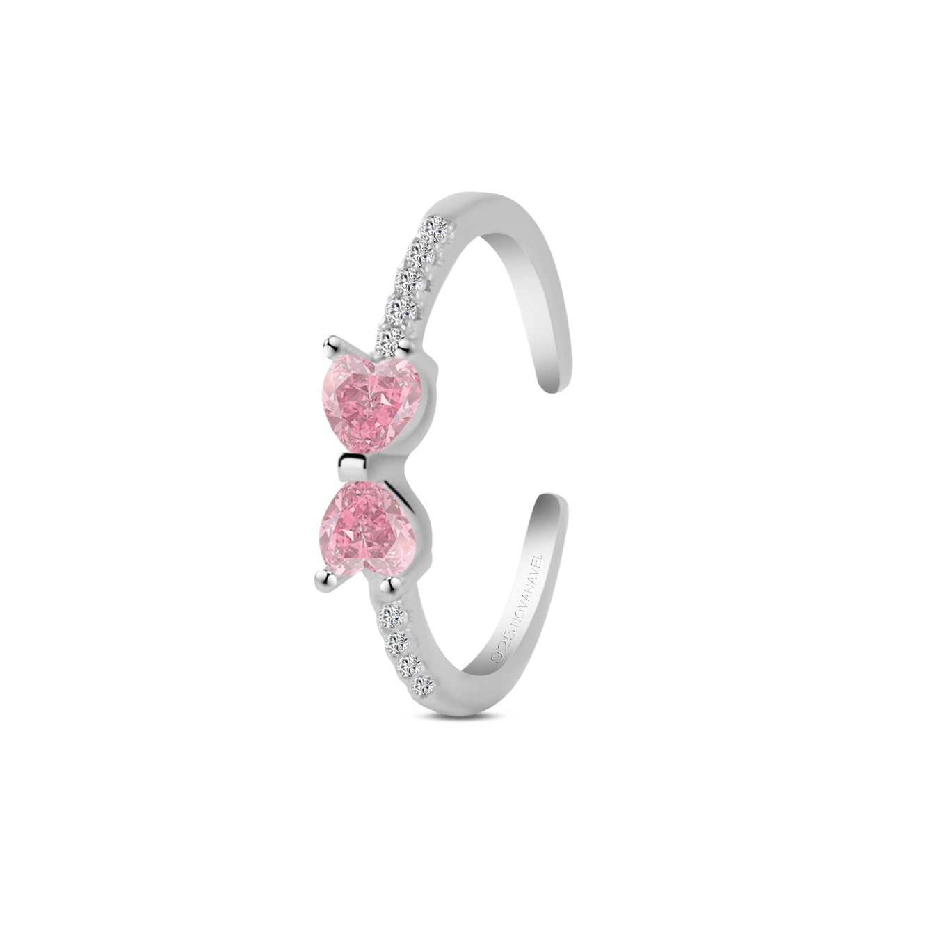 Anello fiocco luminoso rosa in argento - NovaNavel