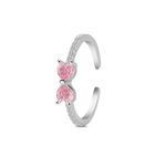 Anello fiocco luminoso rosa in argento - NovaNavel